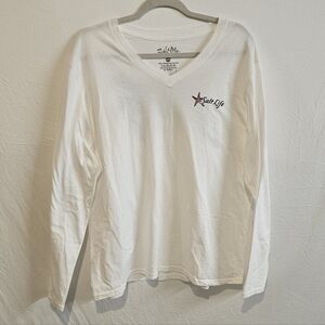 Salt Life Live Salty V Neck Tee Shirt Turtle Flow Coral Star Fish Women's Large